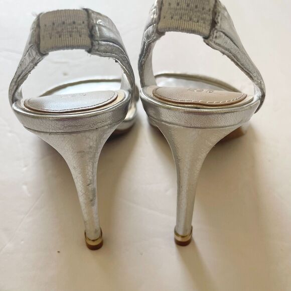 Kenneth Cole Bobbi Womens Sling Back Heeled Sandal Silver 5M - Picture 5 of 9